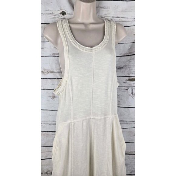 Daily Practice Horizon Wide Leg Jumpsuit M Cream Seamed Drawstrings Sleeveless - Picture 2 of 11